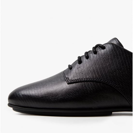 ADEOLA LIZARD Ladies Leather Derby Shoes All Black - Image 3