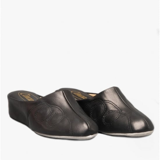 Cincasa Menorca MAHON Womens Leather Mule Slippers Black - Image 4