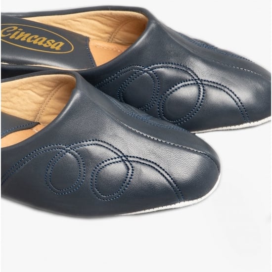 Cincasa Menorca MAHON Womens Leather Mule Slippers Navy - Image 4