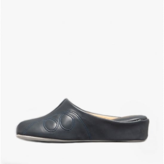 Cincasa Menorca MAHON Womens Leather Mule Slippers Navy - Image 6