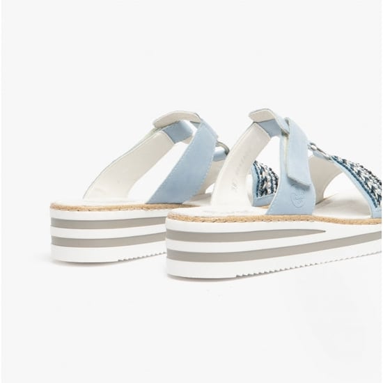 V02M6-10 Ladies Wedge Sandals Blue - Image 5