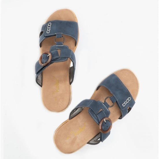 JACKIE Ladies Slip-On Sandals Navy - Image 2