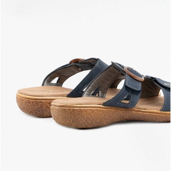 JACKIE Ladies Slip-On Sandals Navy - Image 5