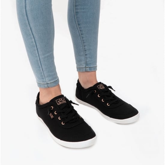 BOBS B CUTE Ladies Canvas Slip On Trainers Black - Image 2