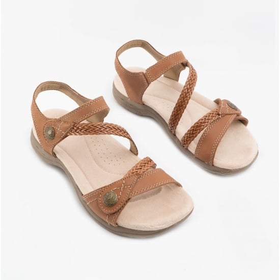 MALIBU Ladies Leather Touch Fasten Sandals Walnut - Image 3
