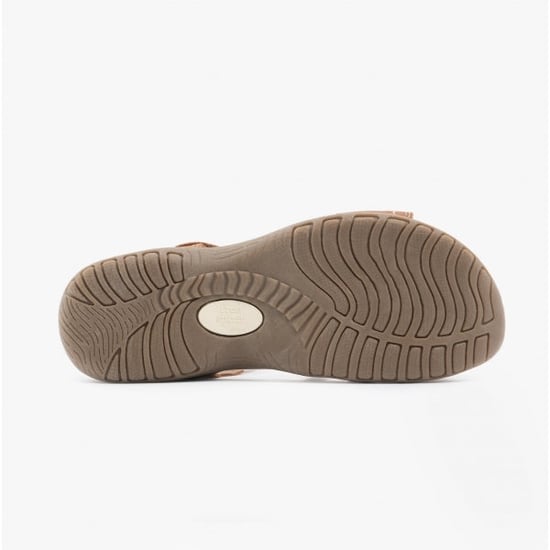 MALIBU Ladies Leather Touch Fasten Sandals Walnut - Image 4
