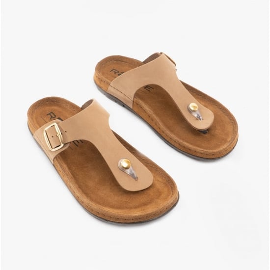 5860 Ladies Leather Mule Sandals Natural - Image 3