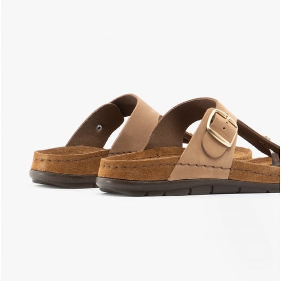 5860 Ladies Leather Mule Sandals Natural - Image 5
