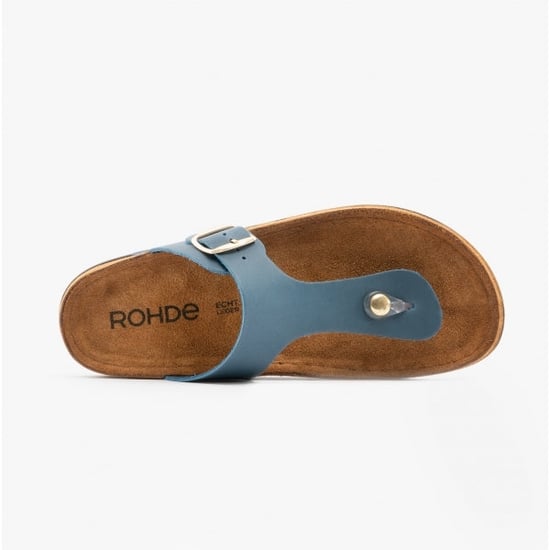 5860 Ladies Leather Mule Sandals Blue Jeans - Image 5