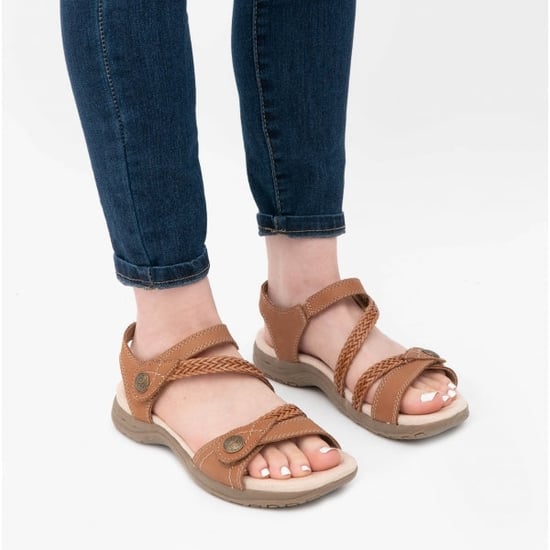 MALIBU Ladies Leather Touch Fasten Sandals Walnut - Image 2