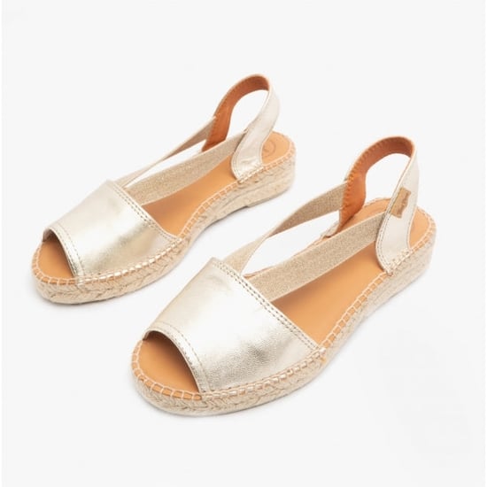 ETNA Ladies Leather Espadrille Sandals Platinum - Image 3