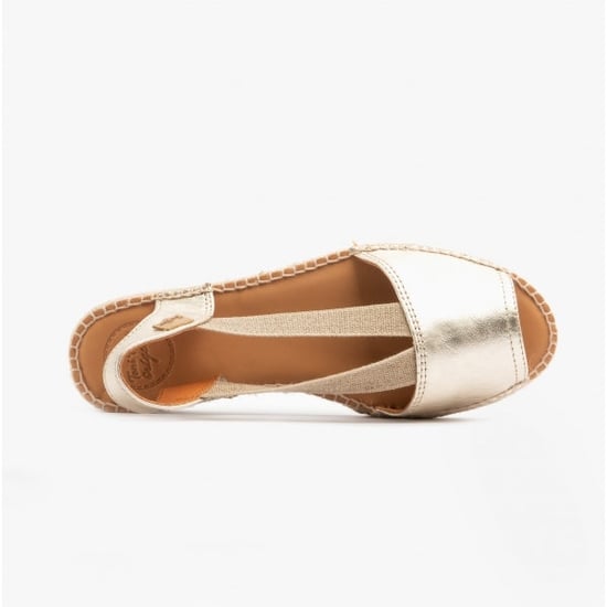ETNA Ladies Leather Espadrille Sandals Platinum - Image 5