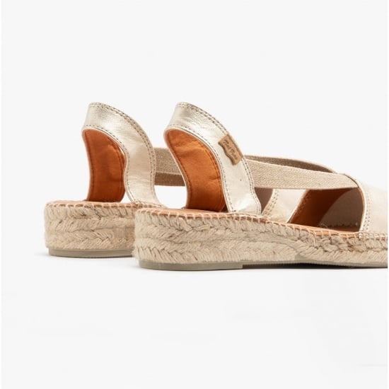 ETNA Ladies Leather Espadrille Sandals Platinum - Image 6
