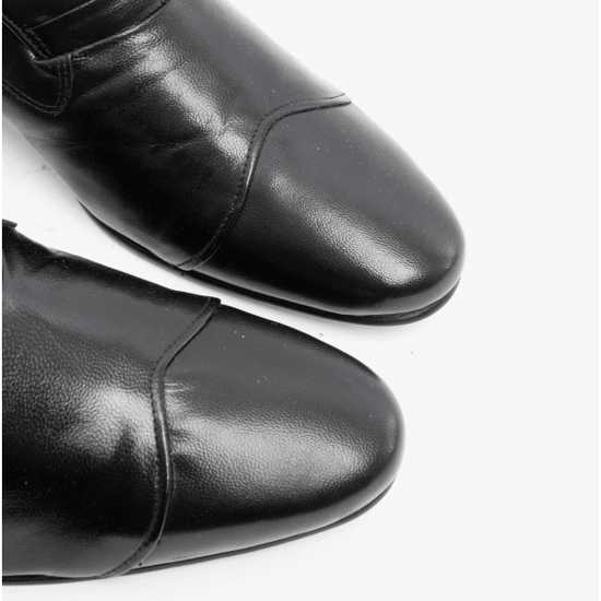 CARLUCCIO Mens Leather Cuban Heel Shoes Black - Image 4