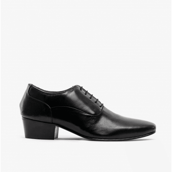 TONI Mens Leather Cuban Heel Shoes Black - Image 1