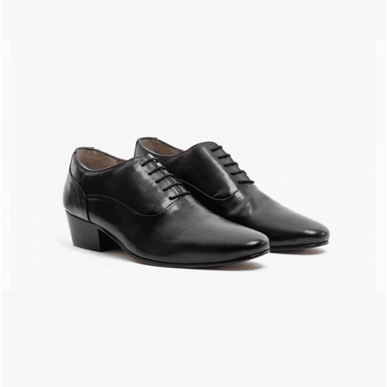 TONI Mens Leather Cuban Heel Shoes Black - Image 2