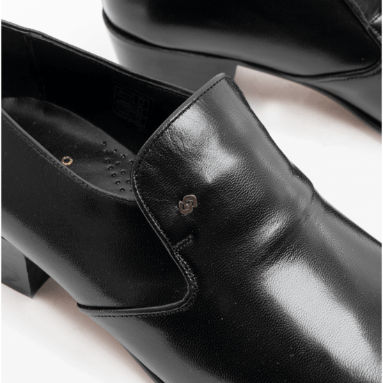 BILBAO Mens Soft Leather Plain Cuban Heel Shoes Black - Image 3