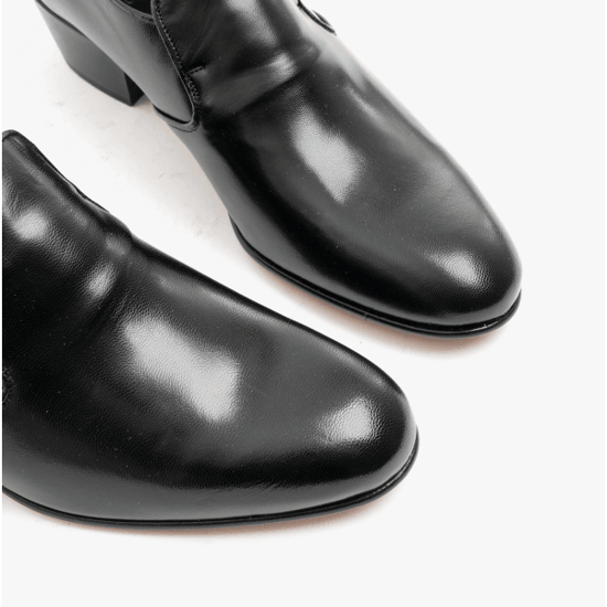 BILBAO Mens Soft Leather Plain Cuban Heel Shoes Black - Image 4