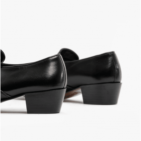 BILBAO Mens Soft Leather Plain Cuban Heel Shoes Black - Image 5
