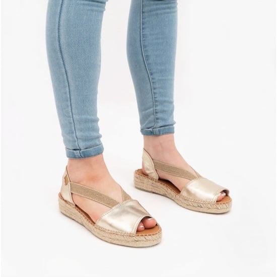 ETNA Ladies Leather Espadrille Sandals Platinum - Image 2