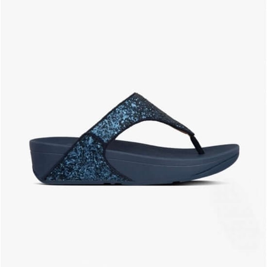 LULU GLITTER Ladies Toe Post Sandals Midnight Navy - Image 1