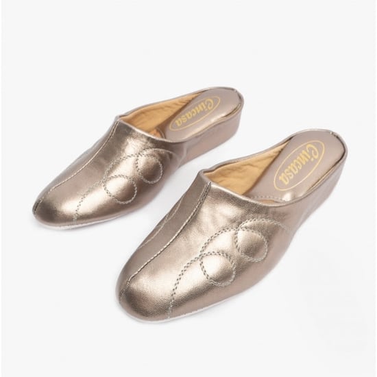 Cincasa Menorca MAHON Womens Leather Mule Slippers Pewter - Image 2