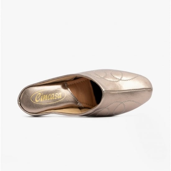 Cincasa Menorca MAHON Womens Leather Mule Slippers Pewter - Image 4
