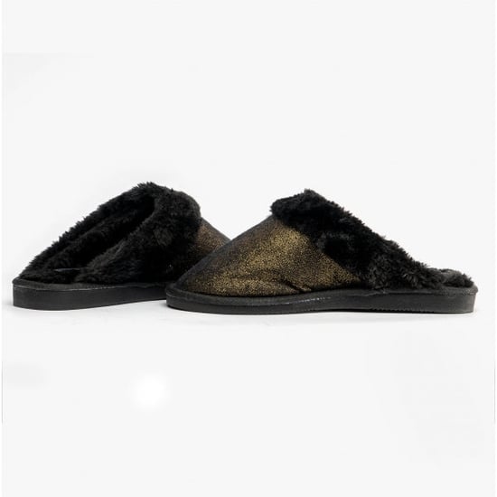 Jo & Joe SHIMMER Womens Mule Slippers Black - Image 2