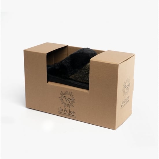 Jo & Joe SHIMMER Womens Mule Slippers Black - Image 5
