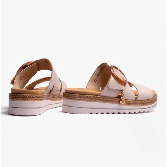 JOCELYN Ladies Dual Strap Sandals White - Image 3