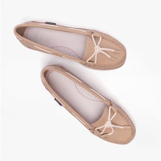 ALCYONE G2 Ladies Nubuck Boat Shoes Stone - Image 5
