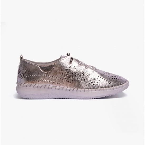KATYA Ladies Bungee-Lace Trainers Silver - Image 1