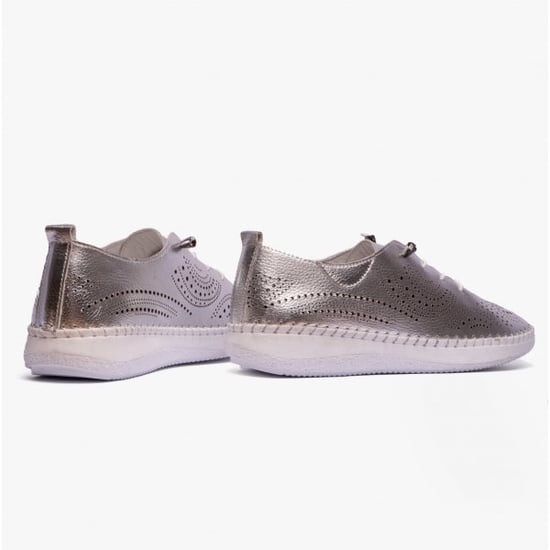 KATYA Ladies Bungee-Lace Trainers Silver - Image 3