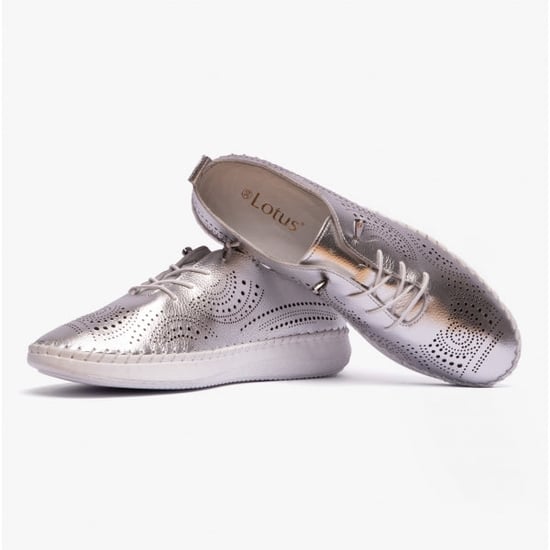 KATYA Ladies Bungee-Lace Trainers Silver - Image 4