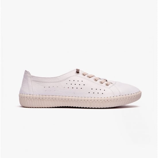KAMARI Ladies Leather Trainers White - Image 1