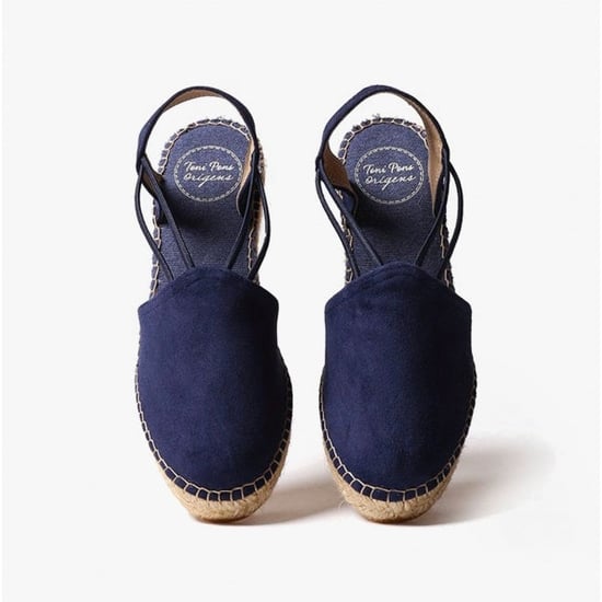 TREMP Ladies Suede Wedge Espadrilles Navy - Image 3