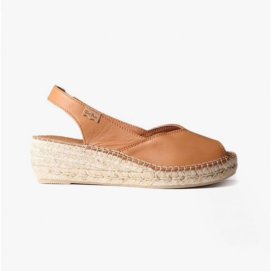 BERNIA Ladies Leather Slingback Espadrilles Tan - Image 1