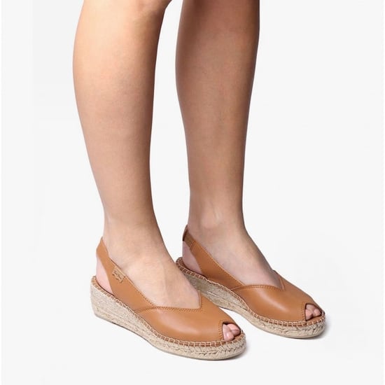 BERNIA Ladies Leather Slingback Espadrilles Tan - Image 2