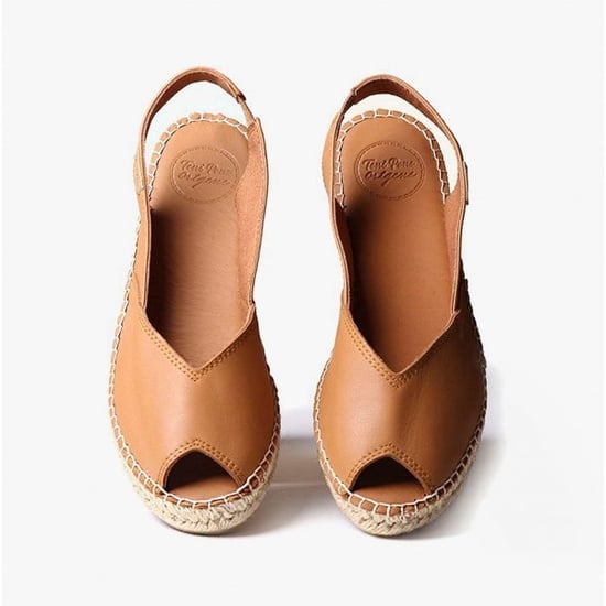 BERNIA Ladies Leather Slingback Espadrilles Tan - Image 3