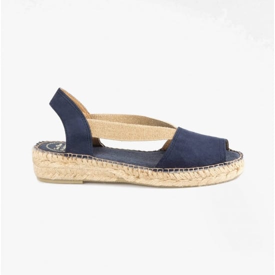 ETNA Ladies Leather Open-Toe Espadrilles Navy - Image 1