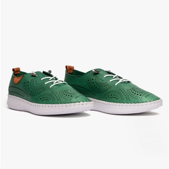 KATYA Ladies Bungee-Lace Trainers Green - Image 2