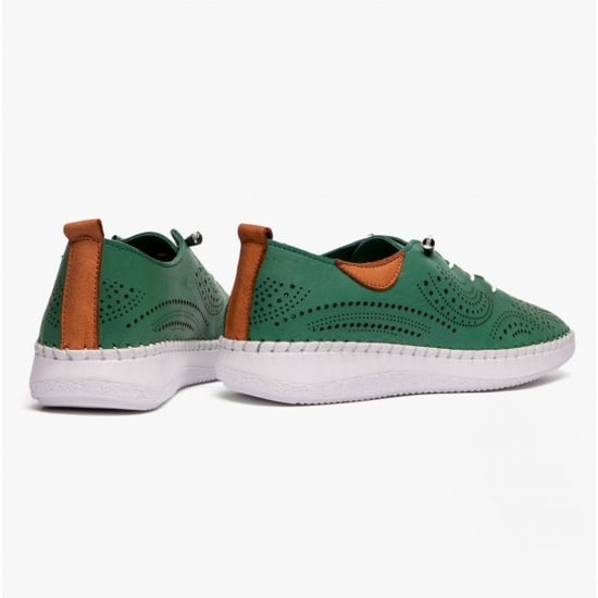 KATYA Ladies Bungee-Lace Trainers Green - Image 3