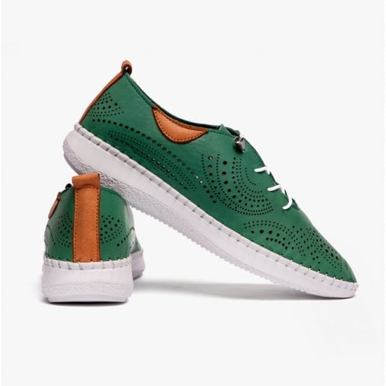 KATYA Ladies Bungee-Lace Trainers Green - Image 5