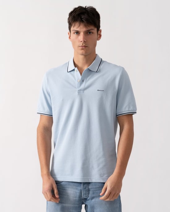 GANT Heren Korte Mouw Tipping Pique Polo - Image 1