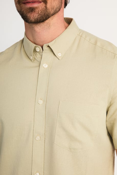 Light Green Linen Blend Short Sleeve Chest Pocket Shirt - Image 4