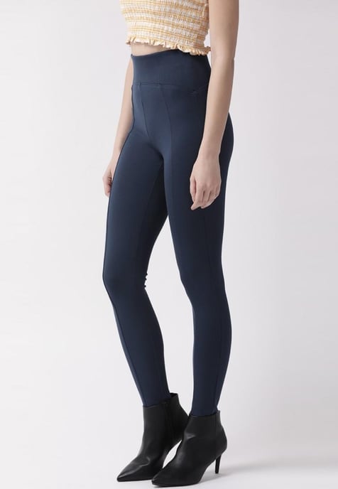 M&S Magic Shaping High Waisted Tummy Control Leggings in Navy - Image 3