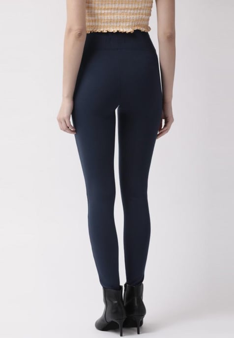 M&S Magic Shaping High Waisted Tummy Control Leggings in Navy - Image 2