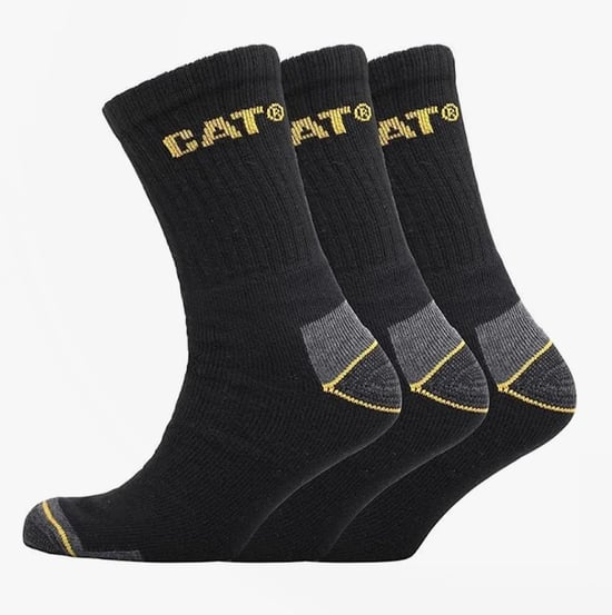 CAT CREW 3 PACK Mens Boot Socks Black - Image 1