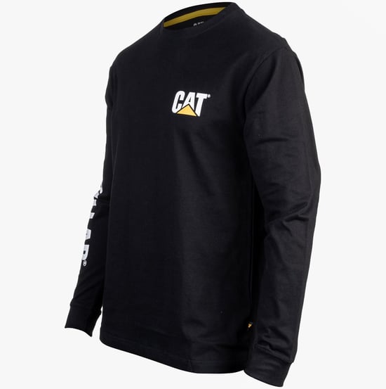CAT HANDELSMERK BANDEER Heren Katoenen Lange Mouw T-Shirt Zwart - Image 6