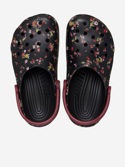 Crocs Girls Classic Ditsy Floral Clog in Black - Image 3